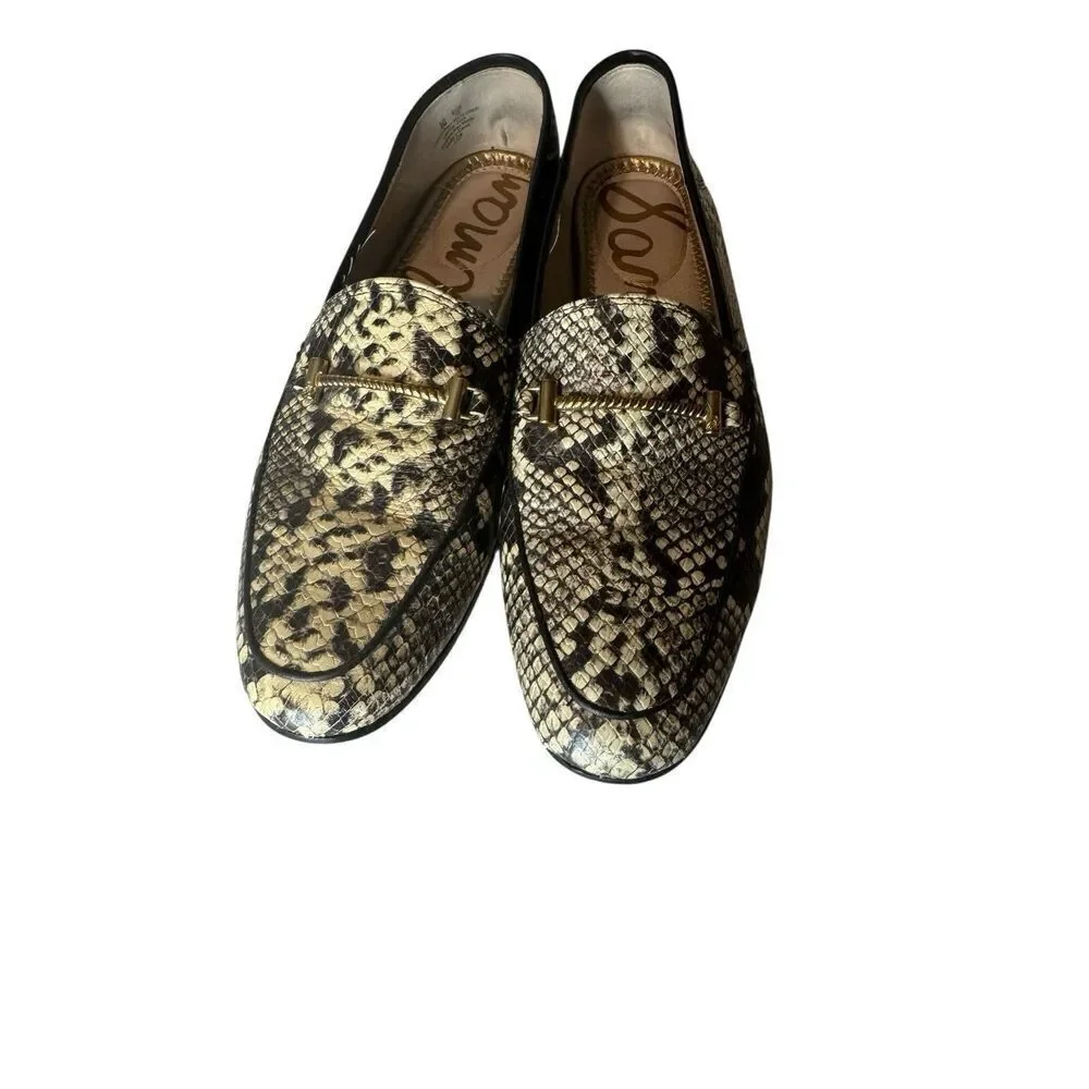 SAM EDELMAN 8  Lior Loafers Flats Roccia Snake Black Beige Loraine Leather
